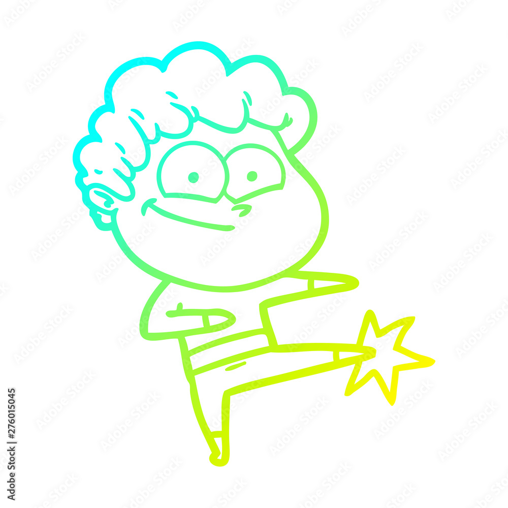 cold gradient line drawing cartoon happy man cold gradient line drawing cartoon happy man