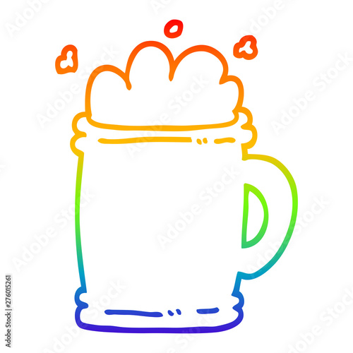 rainbow gradient line drawing cartoon beer tankard