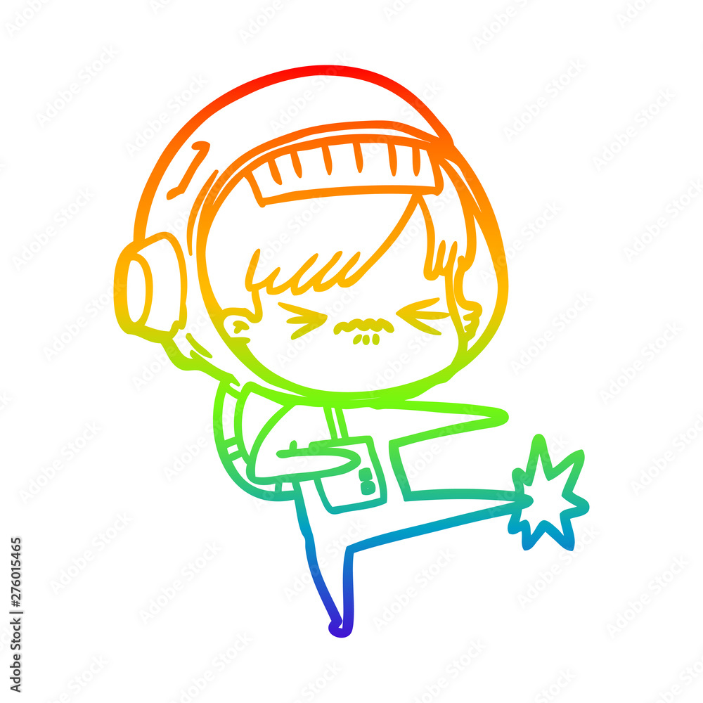 rainbow gradient line drawing angry cartoon space girl stubbing toe rainbow gradient line drawing angry cartoon space girl stubbing toe