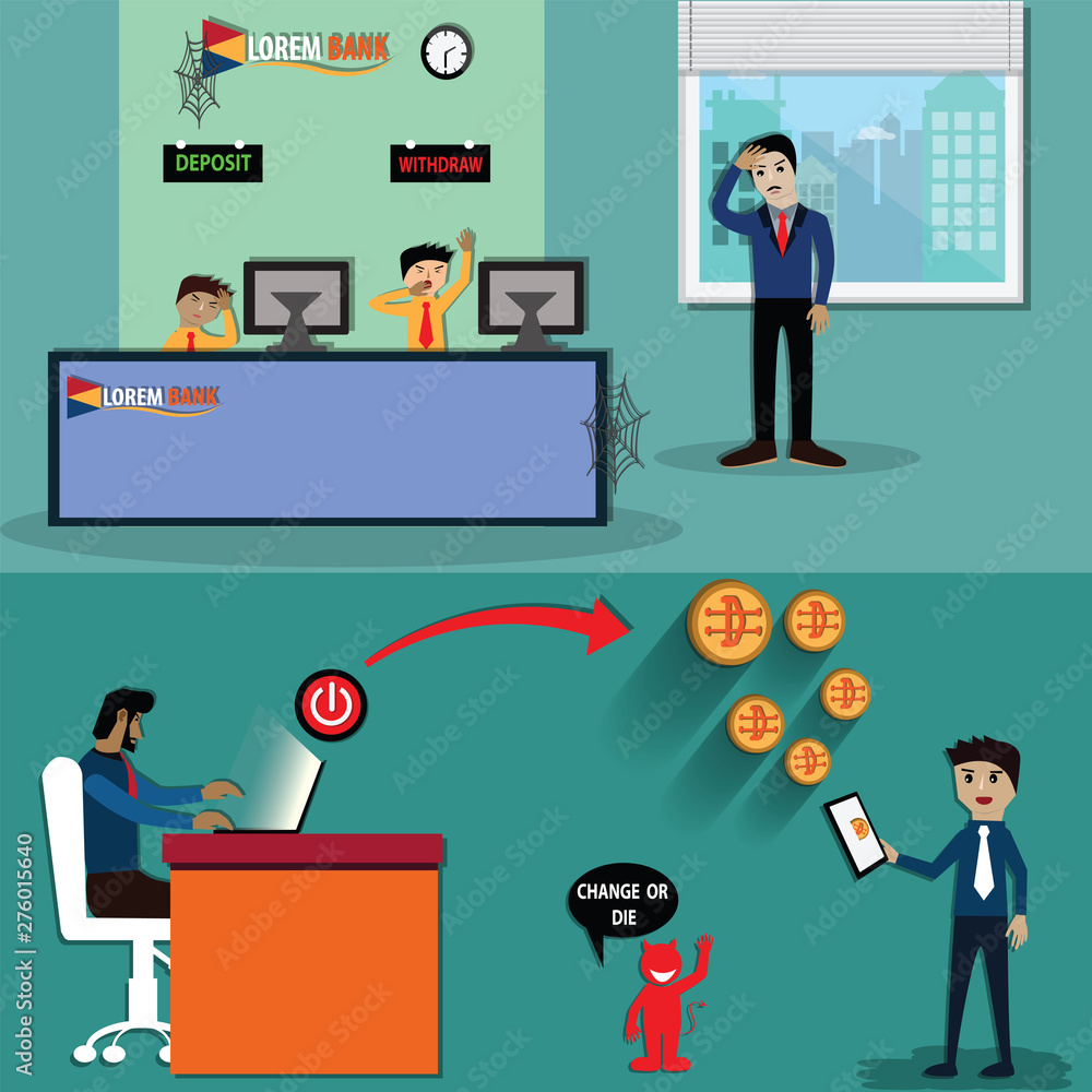 Disruption technology,Cryptocurrency is changing the business model of commercial - vector Disruption technology,Cryptocurrency is changing the business model of commercial - vector