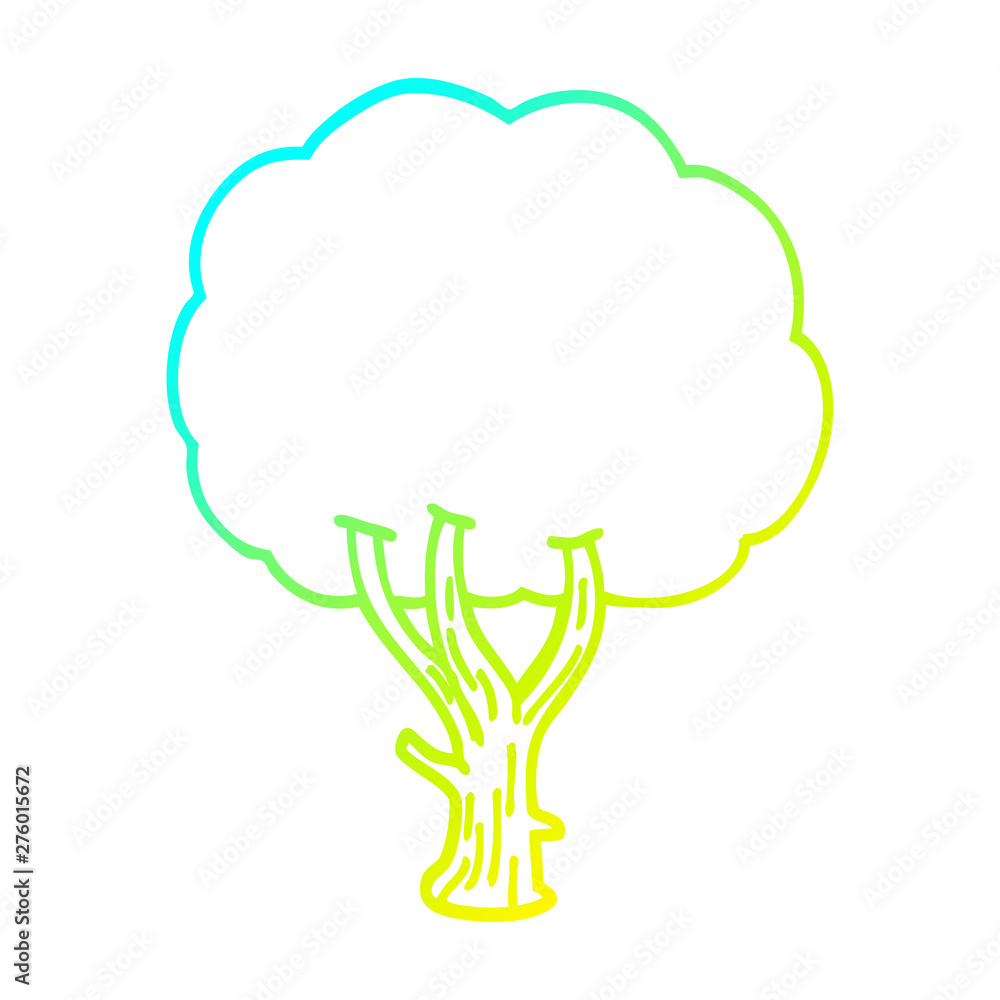 cold gradient line drawing cartoon blooming tree cold gradient line drawing cartoon blooming tree