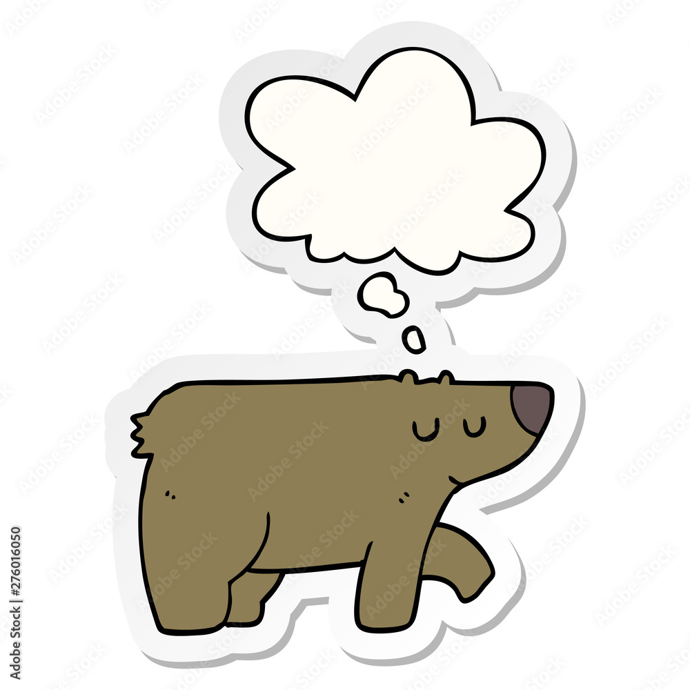 cartoon bear and thought bubble as a printed sticker cartoon bear and thought bubble as a printed sticker