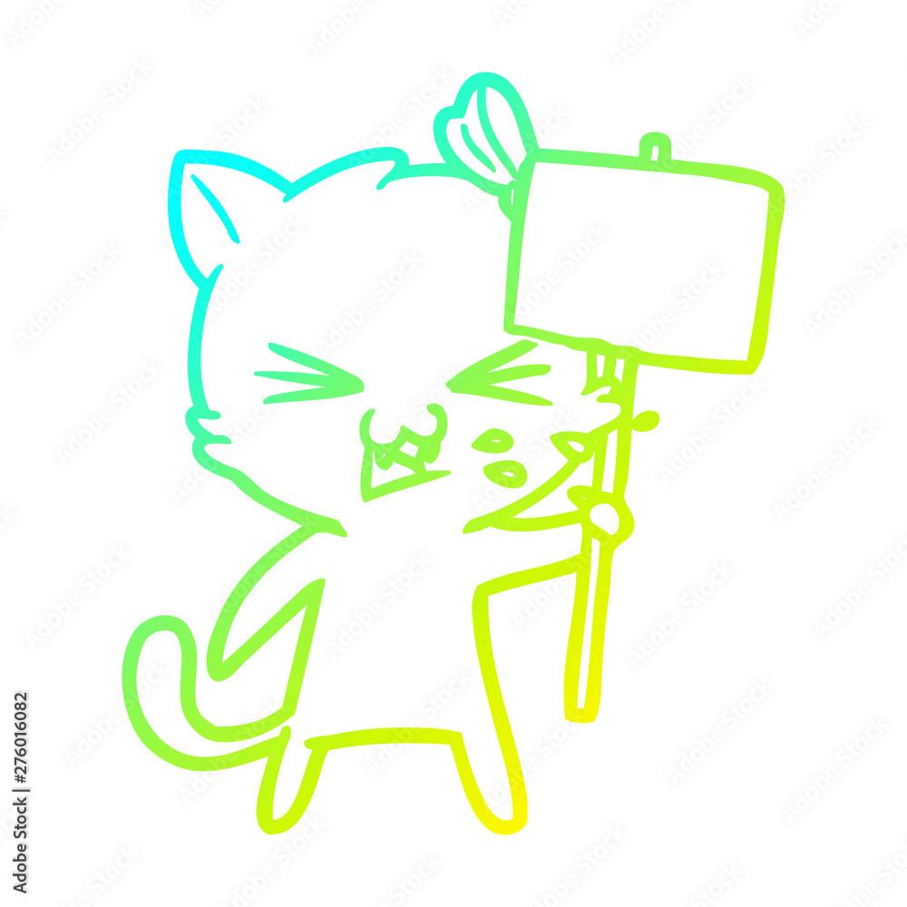 cold gradient line drawing cartoon cat cold gradient line drawing cartoon cat