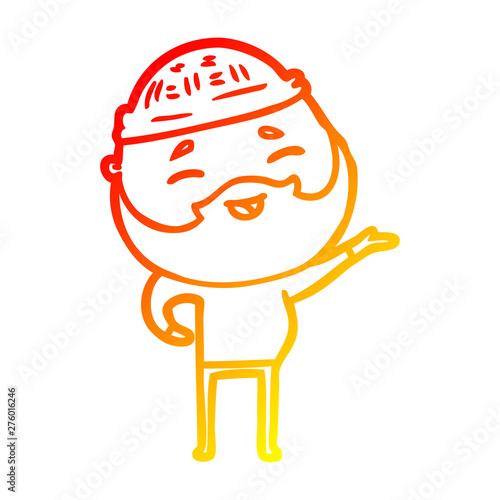 warm gradient line drawing cartoon happy bearded man