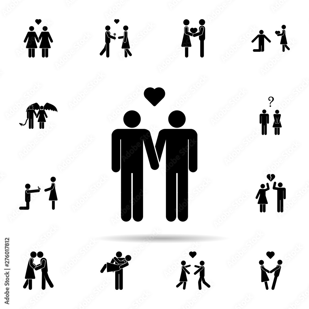 Gay couple in love icon. Universal set of people in love for website design and development, app development
