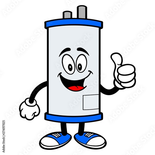 Water Heater Thumbs Up - A cartoon illustration of a Water Heater Mascot with Thumbs Up.