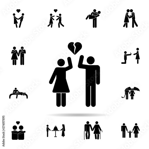 Broken relationships of lovers icon. Universal set of people in love for website design and development, app development