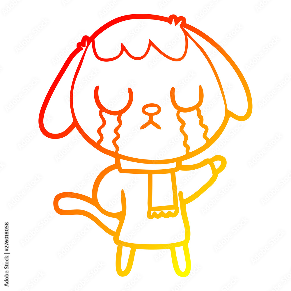 warm gradient line drawing cute cartoon dog crying warm gradient line drawing cute cartoon dog crying