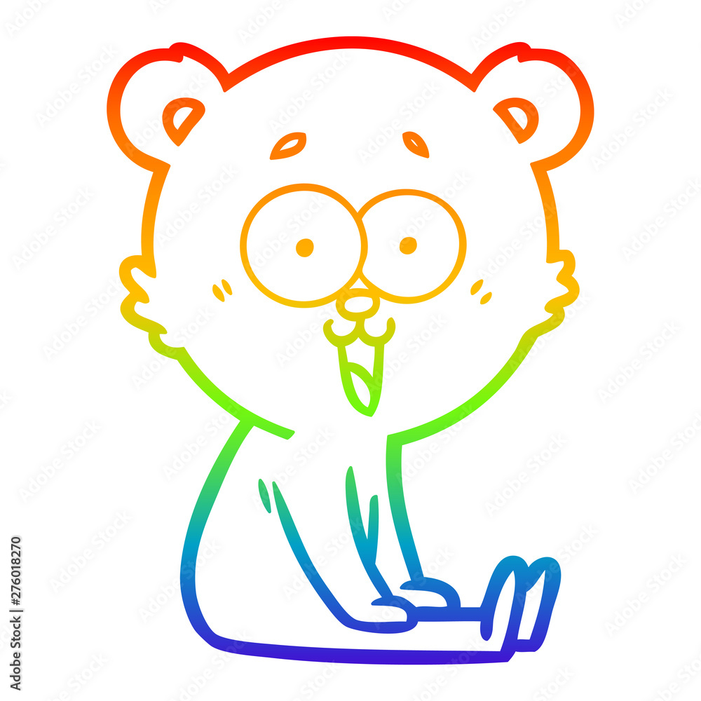 Obraz premium rainbow gradient line drawing laughing teddy bear cartoon