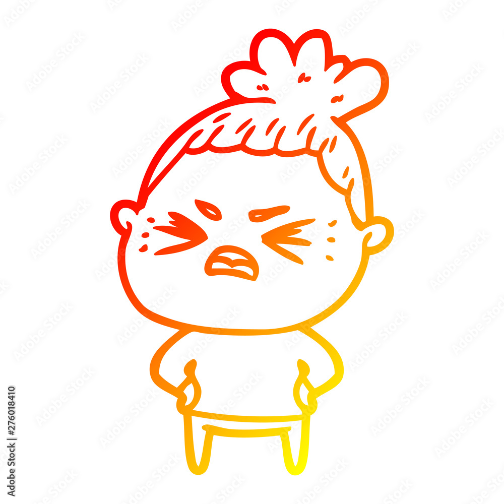 warm gradient line drawing cartoon angry woman warm gradient line drawing cartoon angry woman