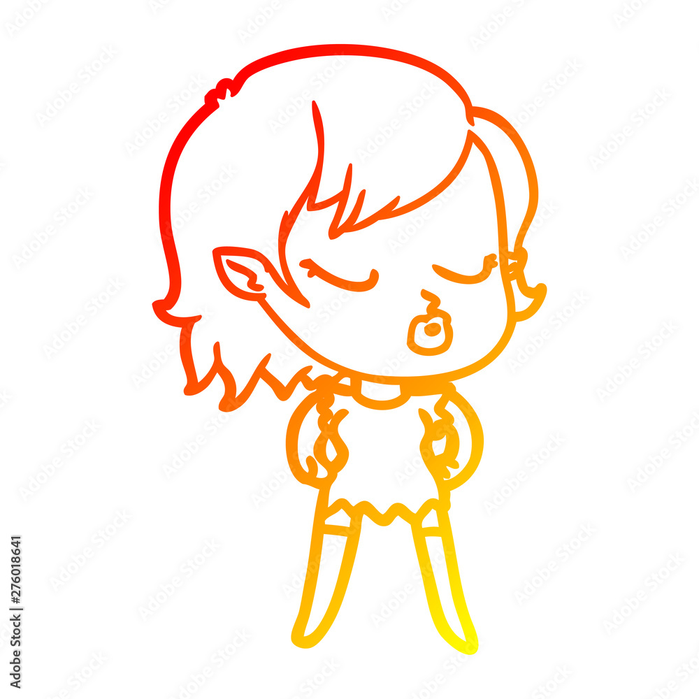 warm gradient line drawing cute cartoon vampire girl warm gradient line drawing cute cartoon vampire girl
