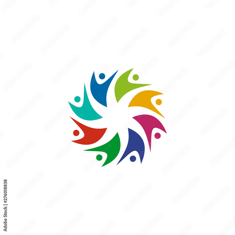 Fototapeta premium Community and network icon logo design vector template