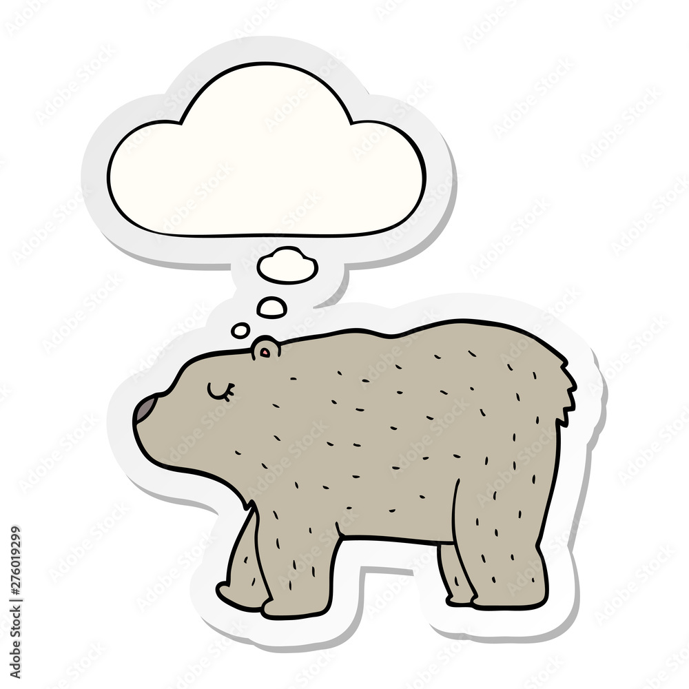 cartoon bear and thought bubble as a printed sticker