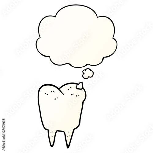 cartoon tooth and thought bubble in smooth gradient style