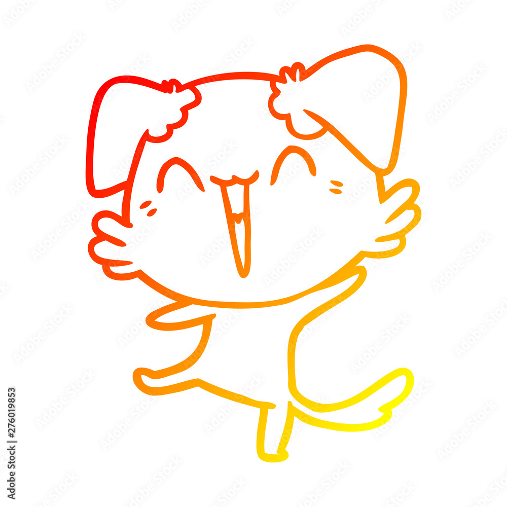 warm gradient line drawing happy little dog cartoon warm gradient line drawing happy little dog cartoon