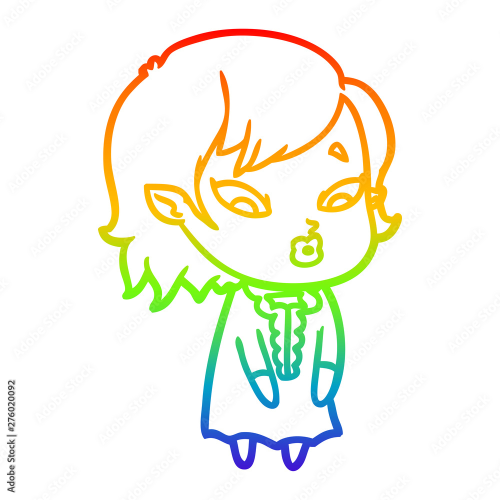 rainbow gradient line drawing cute cartoon vampire girl rainbow gradient line drawing cute cartoon vampire girl