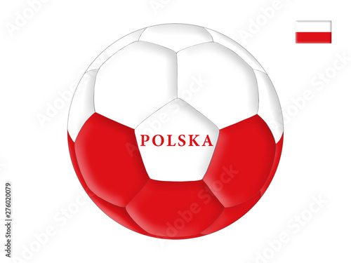 Soccer ball in colors of the flag of Poland (Polska)