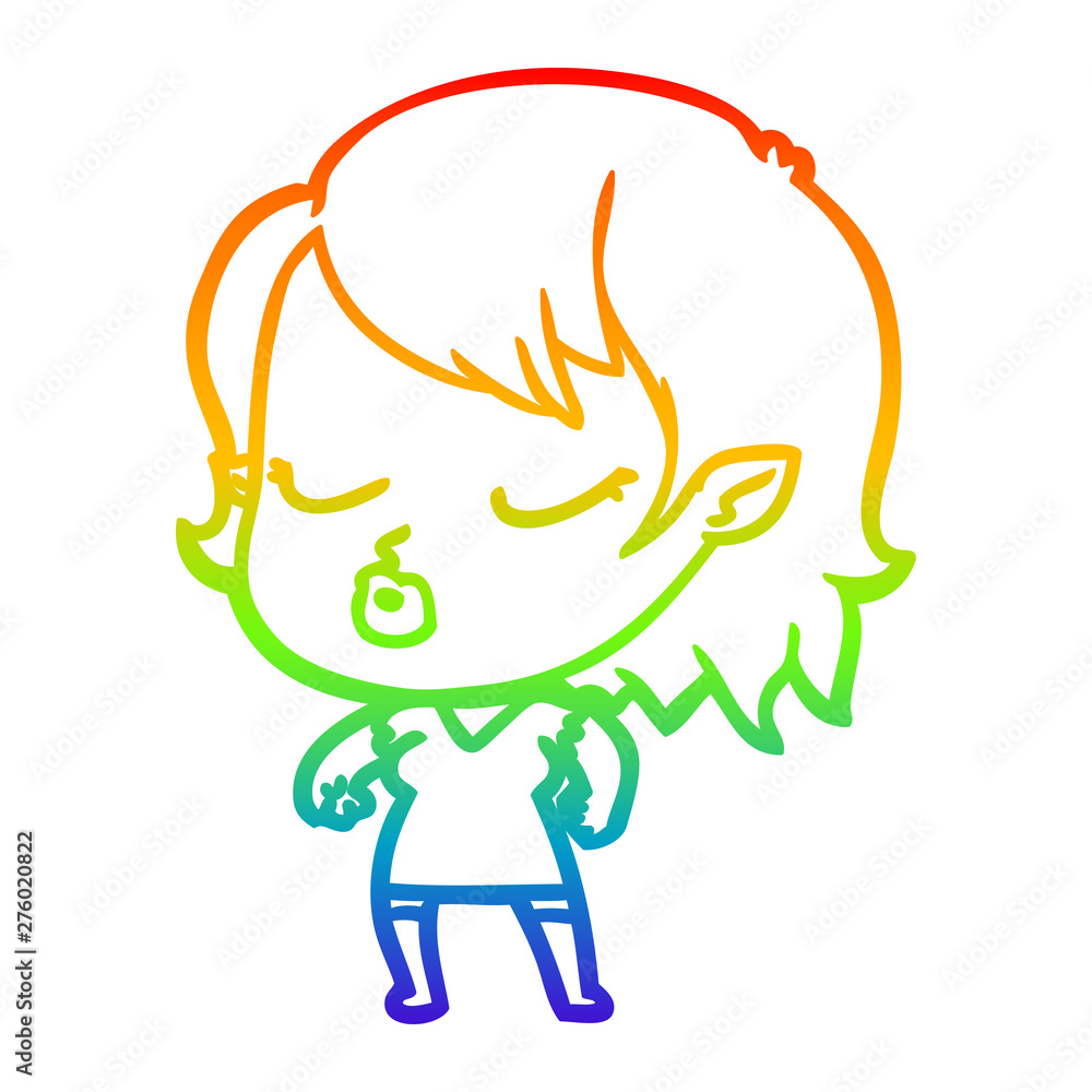 rainbow gradient line drawing cute cartoon vampire girl rainbow gradient line drawing cute cartoon vampire girl