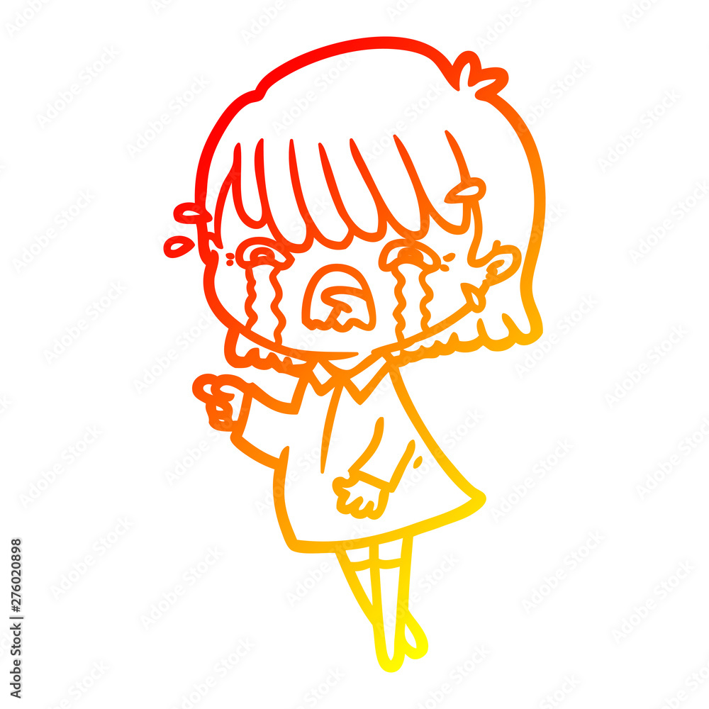 warm gradient line drawing cartoon girl crying warm gradient line drawing cartoon girl crying