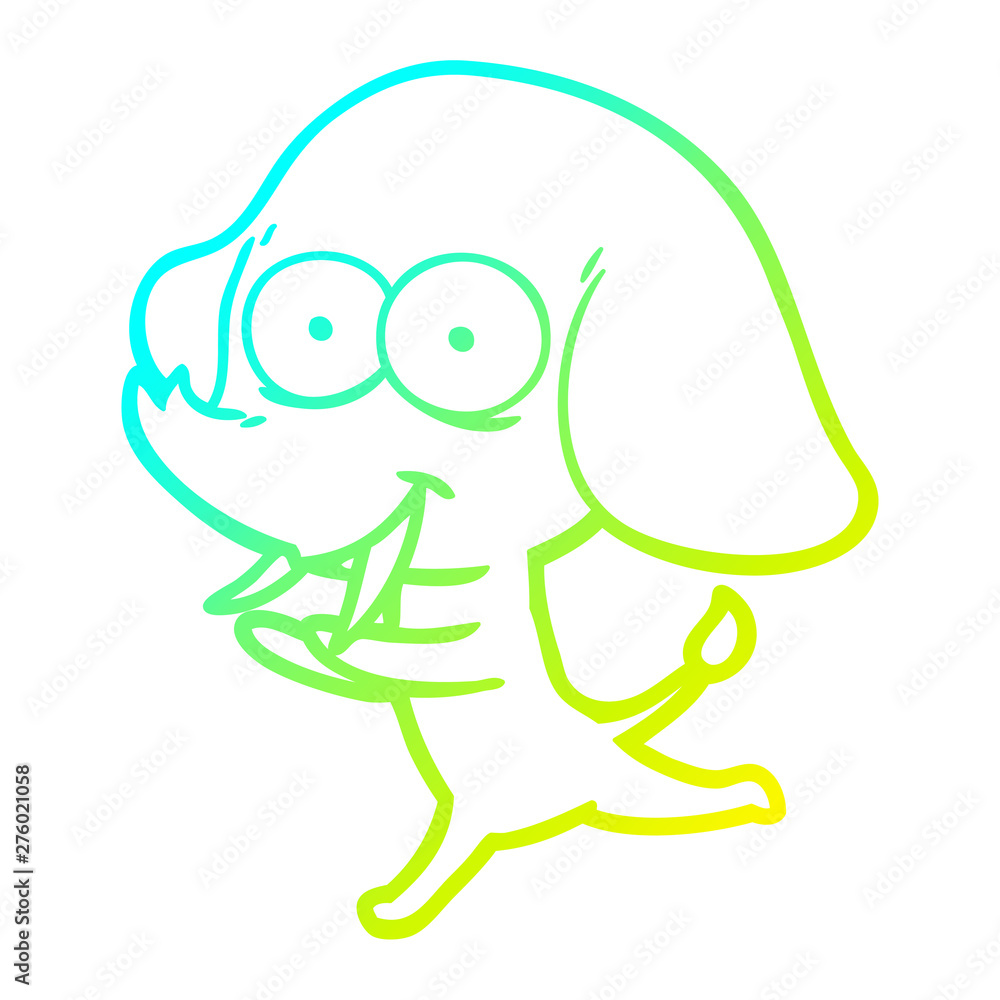 cold gradient line drawing happy cartoon elephant cold gradient line drawing happy cartoon elephant