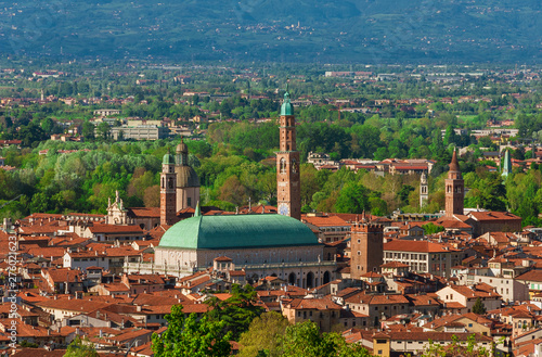 View of Vicenza beautiful historical center from Mount Berico panoramic terrace photo