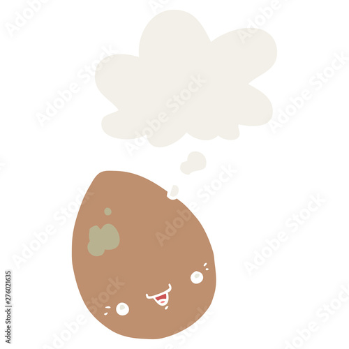 cartoon egg and thought bubble in retro style