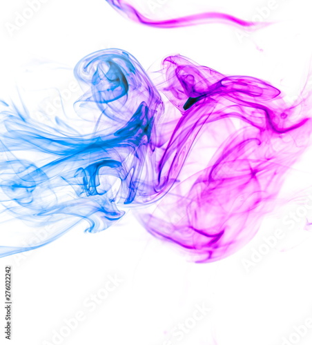 Colored smoke on white background