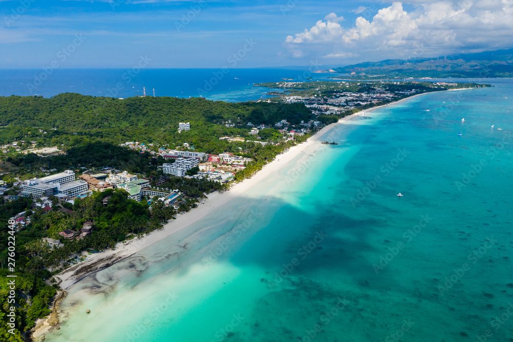 Aerial view of a beautiful tropical beach (White Beach, Boracay Island, Philippines)