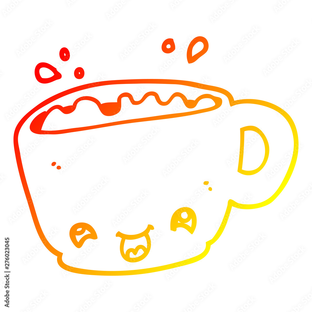 warm gradient line drawing cartoon cup of coffee warm gradient line drawing cartoon cup of coffee