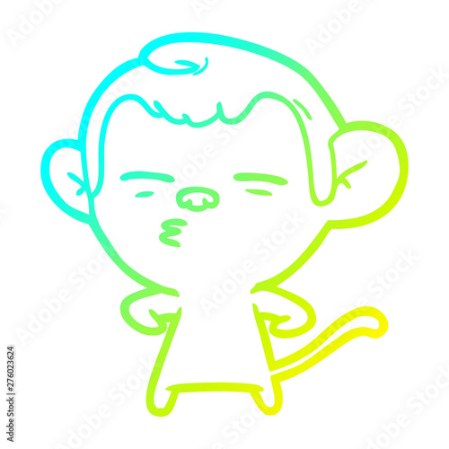 cold gradient line drawing cartoon suspicious monkey