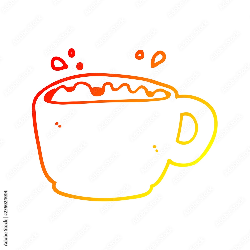 warm gradient line drawing cartoon coffee cup warm gradient line drawing cartoon coffee cup