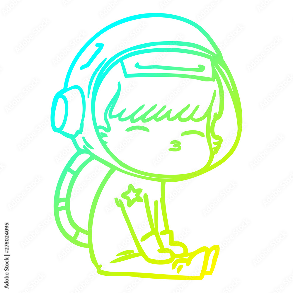 cold gradient line drawing cartoon curious astronaut cold gradient line drawing cartoon curious astronaut