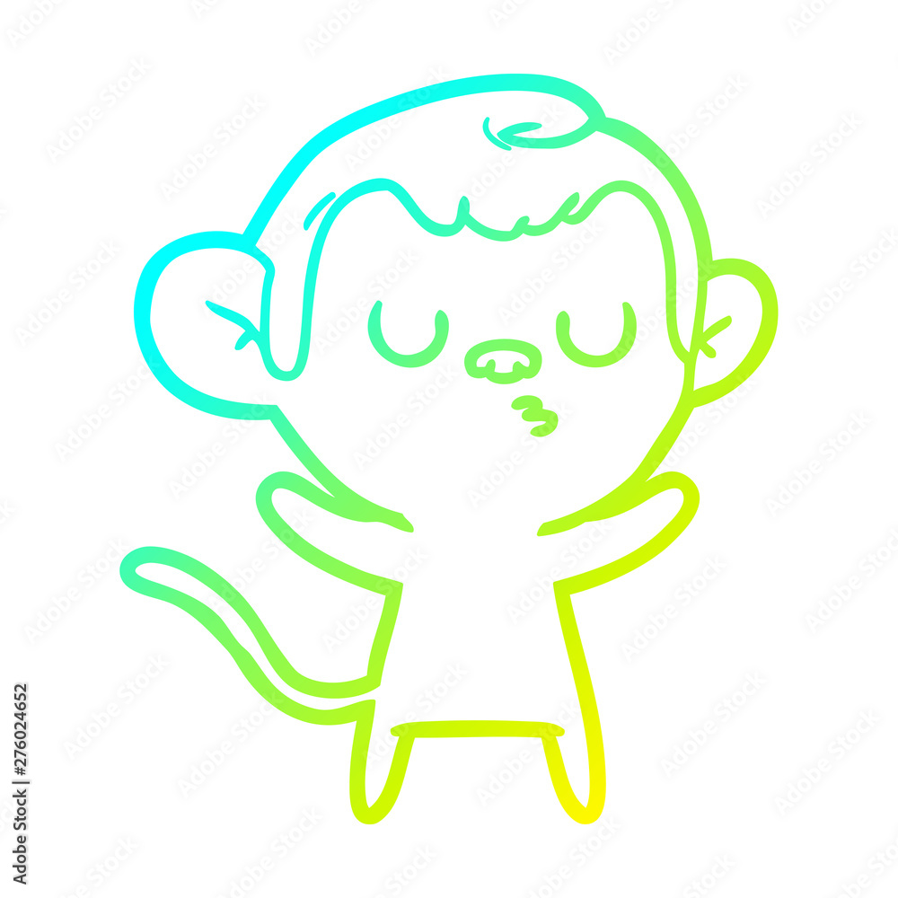 cold gradient line drawing cartoon monkey cold gradient line drawing cartoon monkey