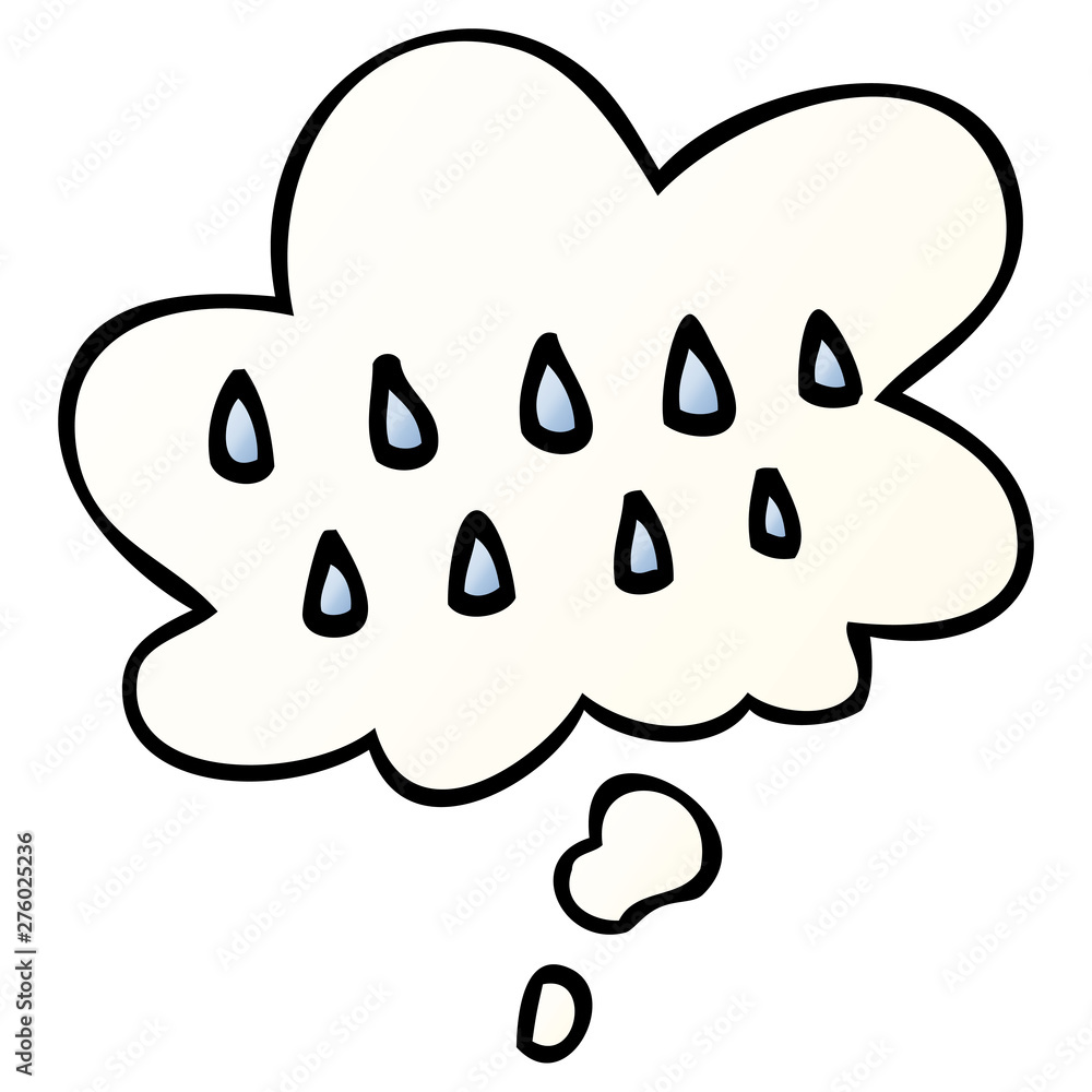 cartoon rain and thought bubble in smooth gradient style cartoon rain and thought bubble in smooth gradient style