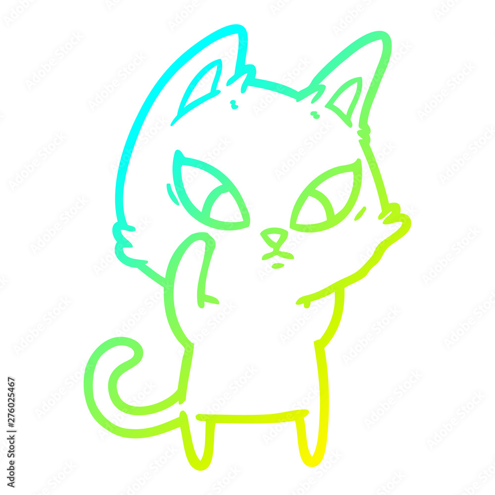 cold gradient line drawing confused cartoon cat cold gradient line drawing confused cartoon cat
