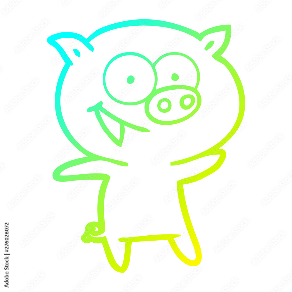 cold gradient line drawing cheerful pig cartoon cold gradient line drawing cheerful pig cartoon