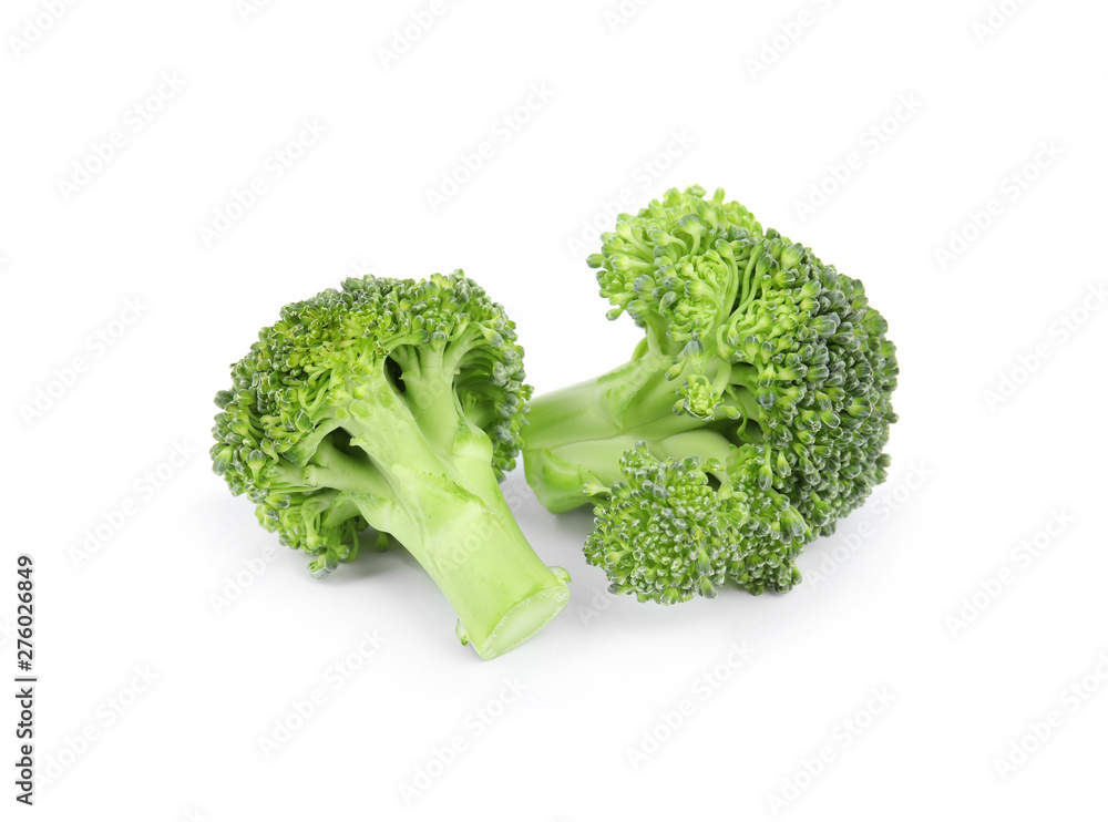 Fresh green broccoli on white background. Organic food Fresh green broccoli on white background. Organic food
