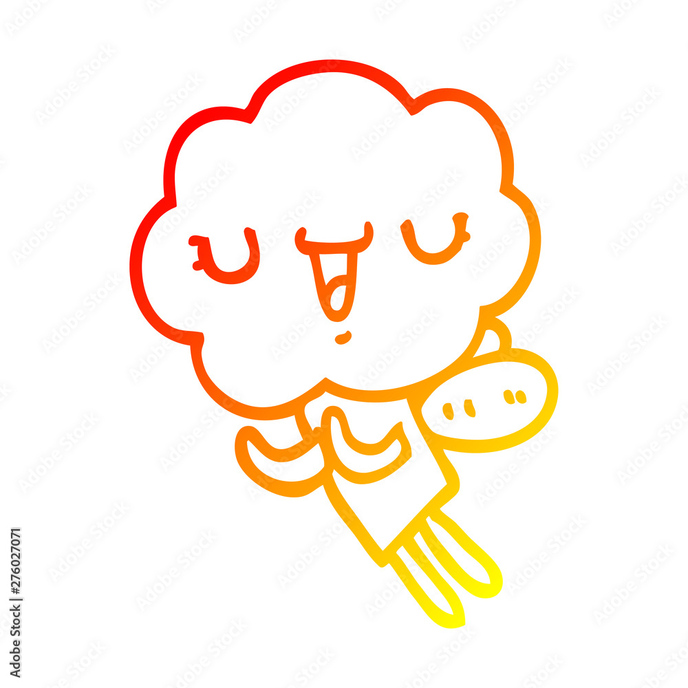 warm gradient line drawing cute cartoon cloud head creature warm gradient line drawing cute cartoon cloud head creature