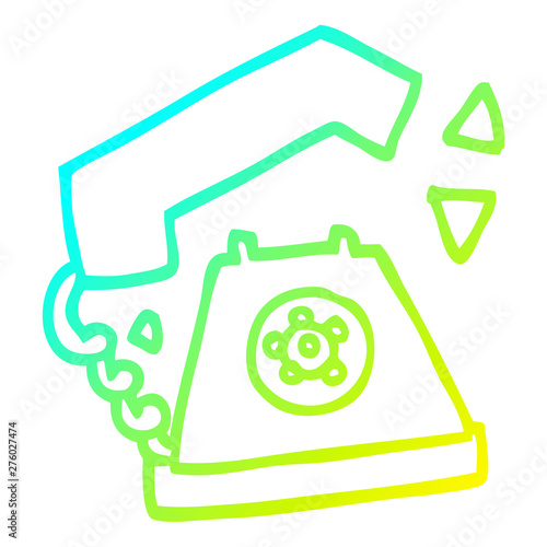 cold gradient line drawing cartoon retro telephone