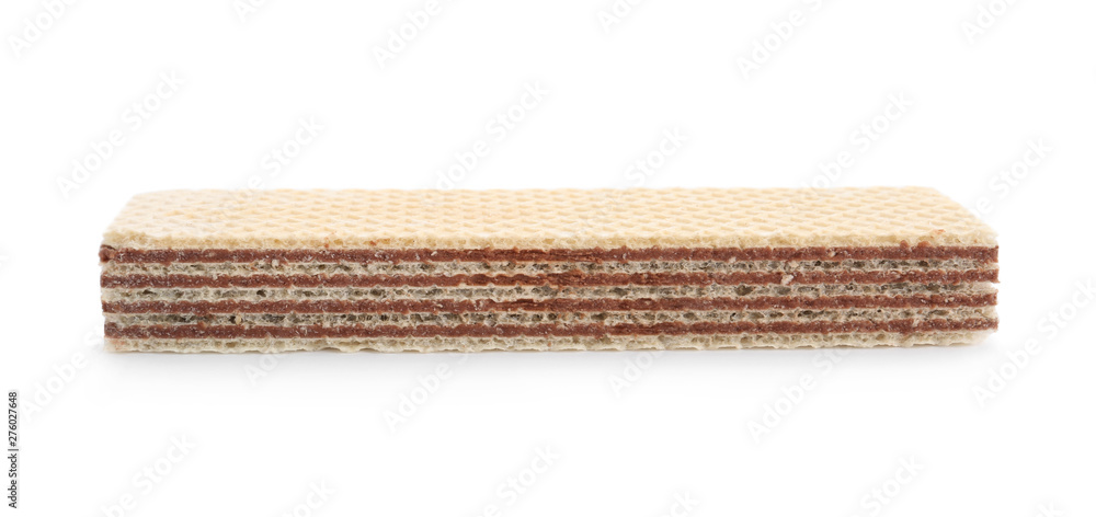 Delicious crispy wafer on white background. Sweet food Delicious crispy wafer on white background. Sweet food