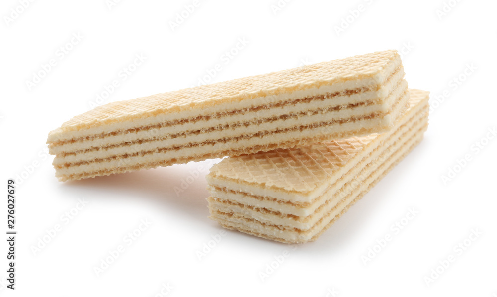 Delicious vanilla wafer sticks isolated on white Delicious vanilla wafer sticks isolated on white