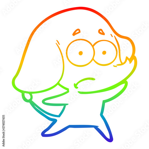 rainbow gradient line drawing cartoon unsure elephant
