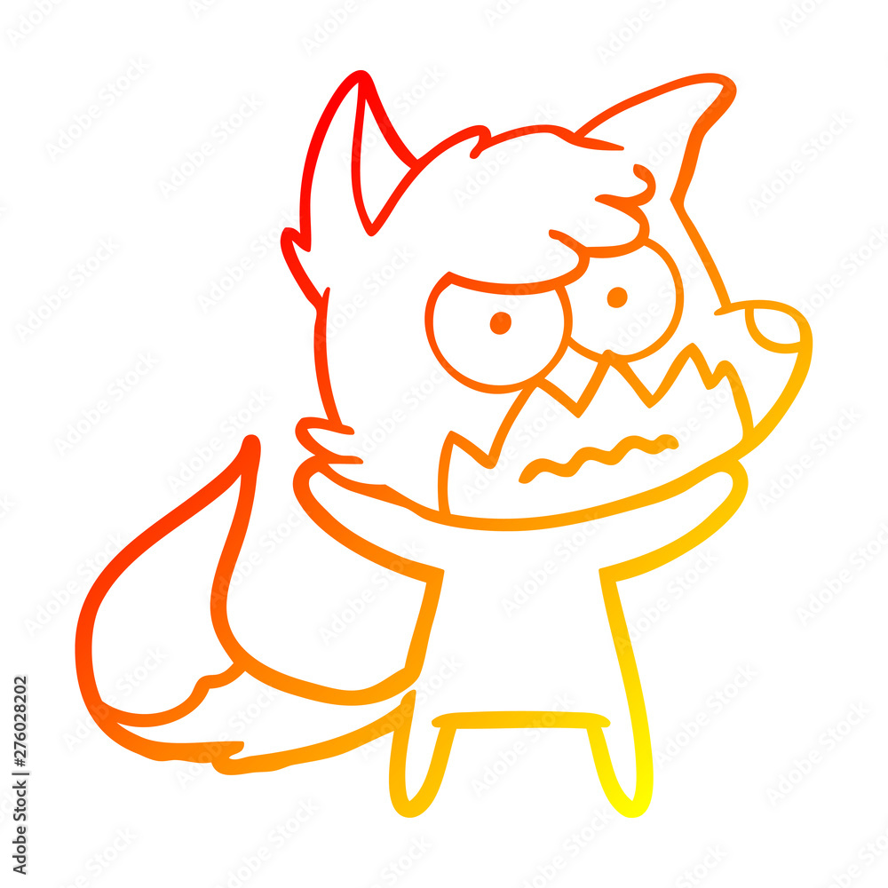 warm gradient line drawing cartoon annoyed fox