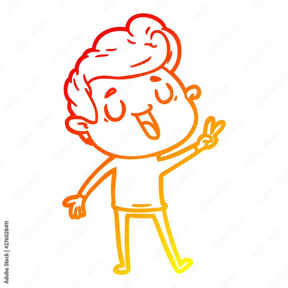 warm gradient line drawing happy cartoon man warm gradient line drawing happy cartoon man