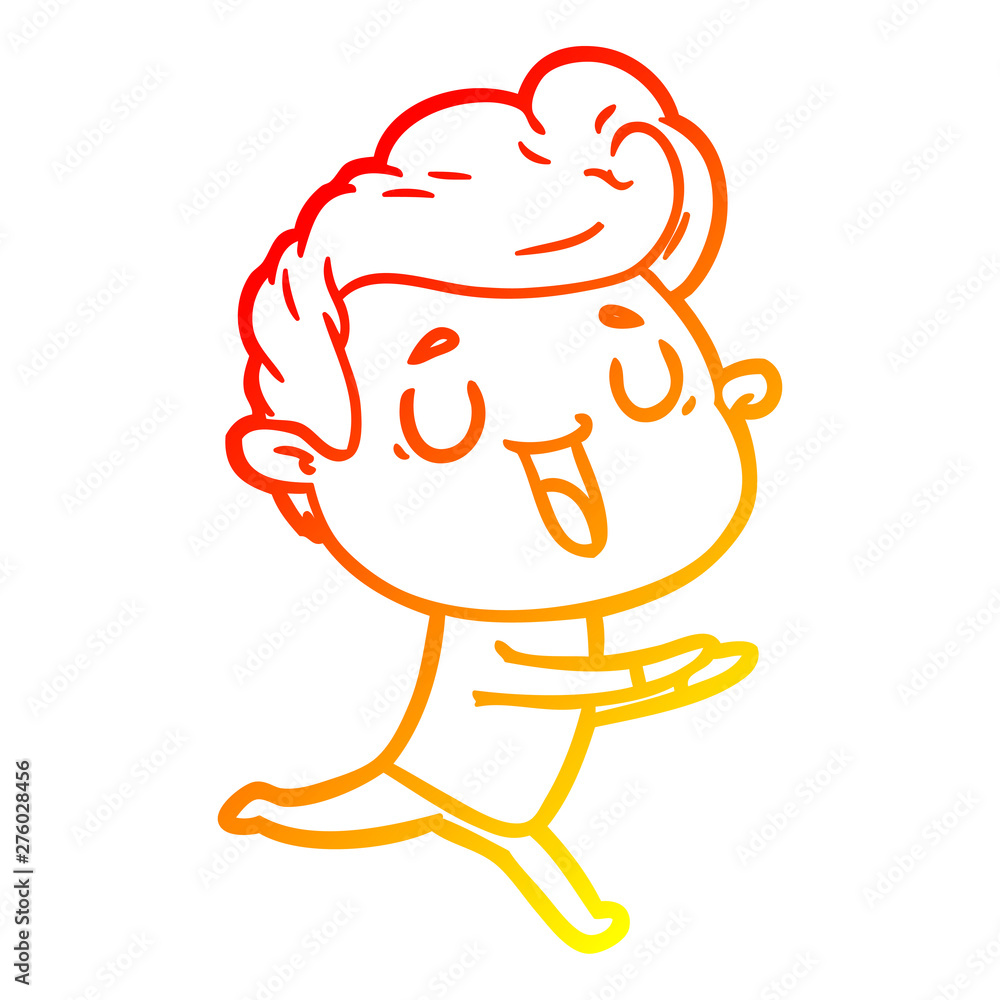 warm gradient line drawing happy cartoon man warm gradient line drawing happy cartoon man