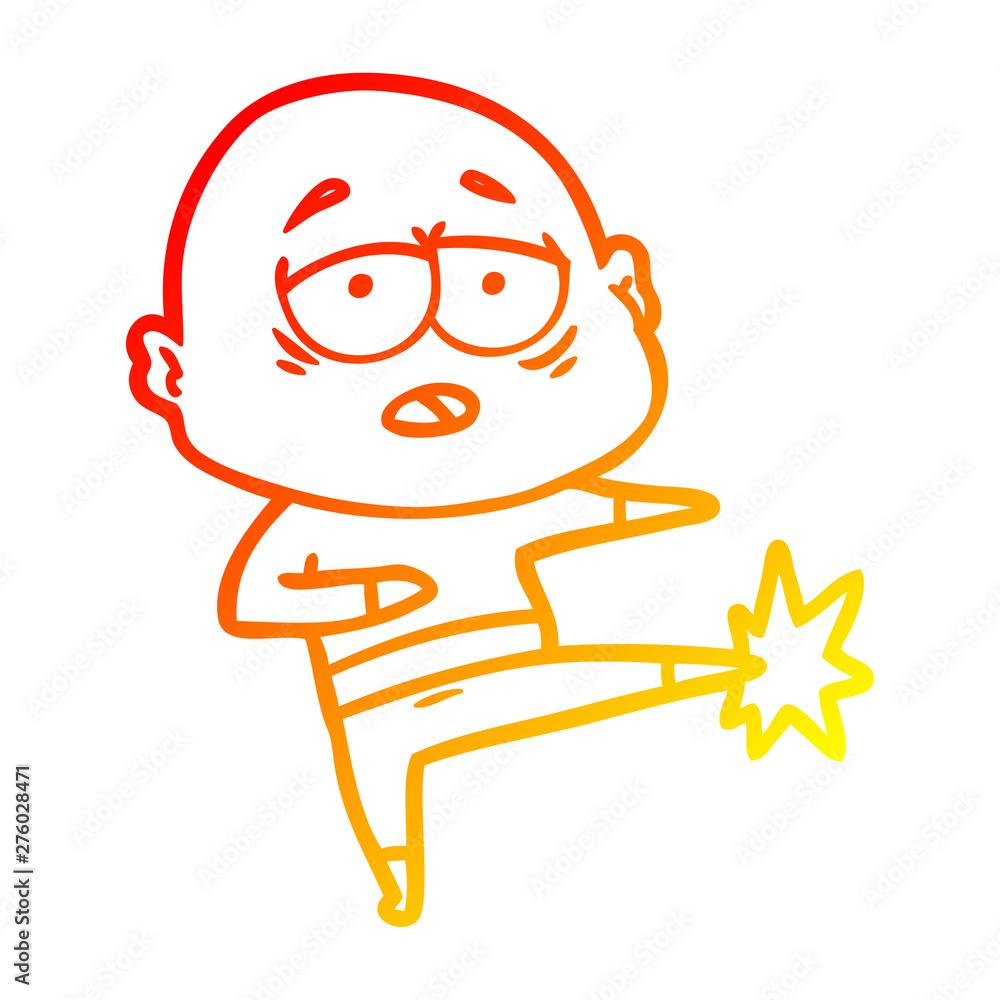warm gradient line drawing cartoon tired bald man warm gradient line drawing cartoon tired bald man
