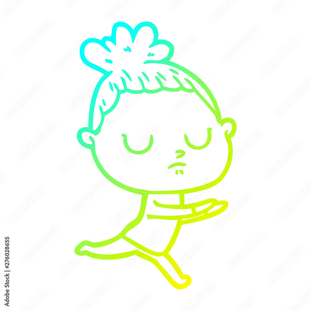 cold gradient line drawing cartoon calm woman cold gradient line drawing cartoon calm woman