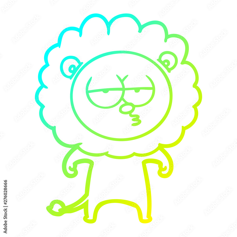 cold gradient line drawing cartoon bored lion cold gradient line drawing cartoon bored lion