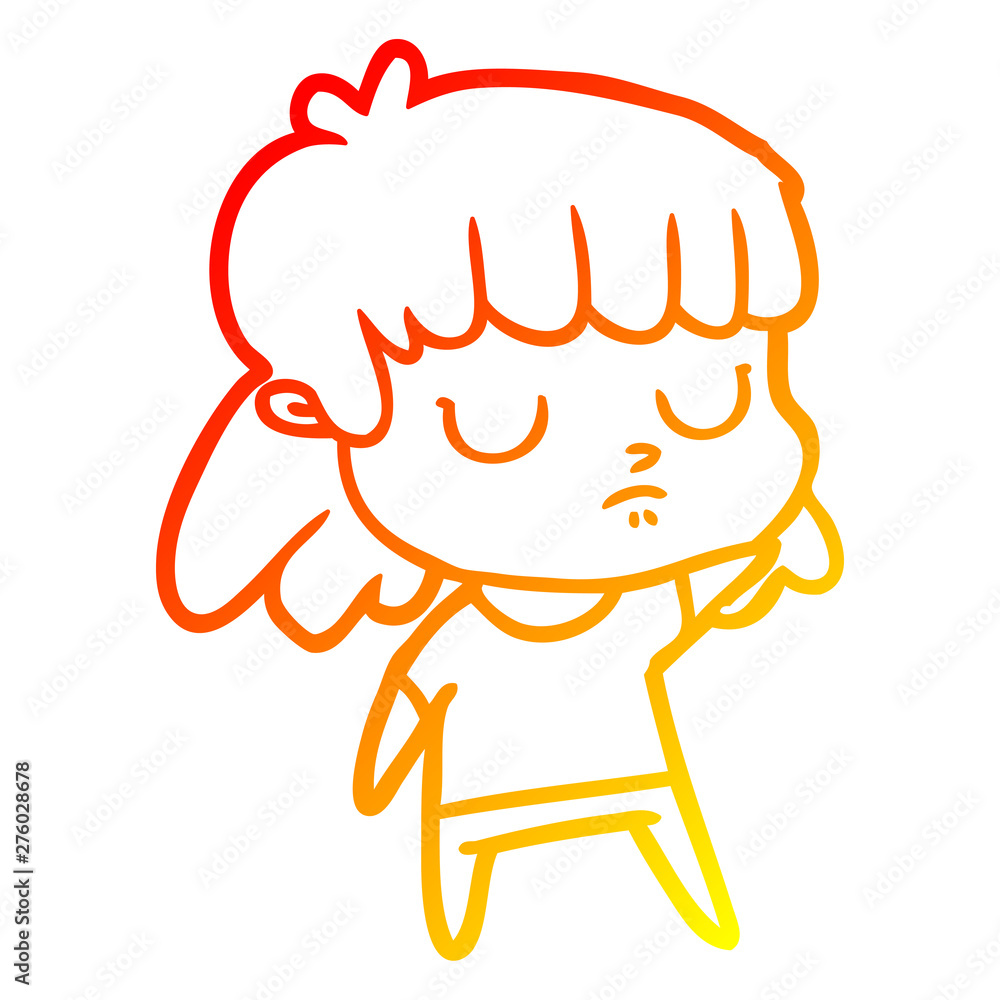 warm gradient line drawing cartoon indifferent woman warm gradient line drawing cartoon indifferent woman