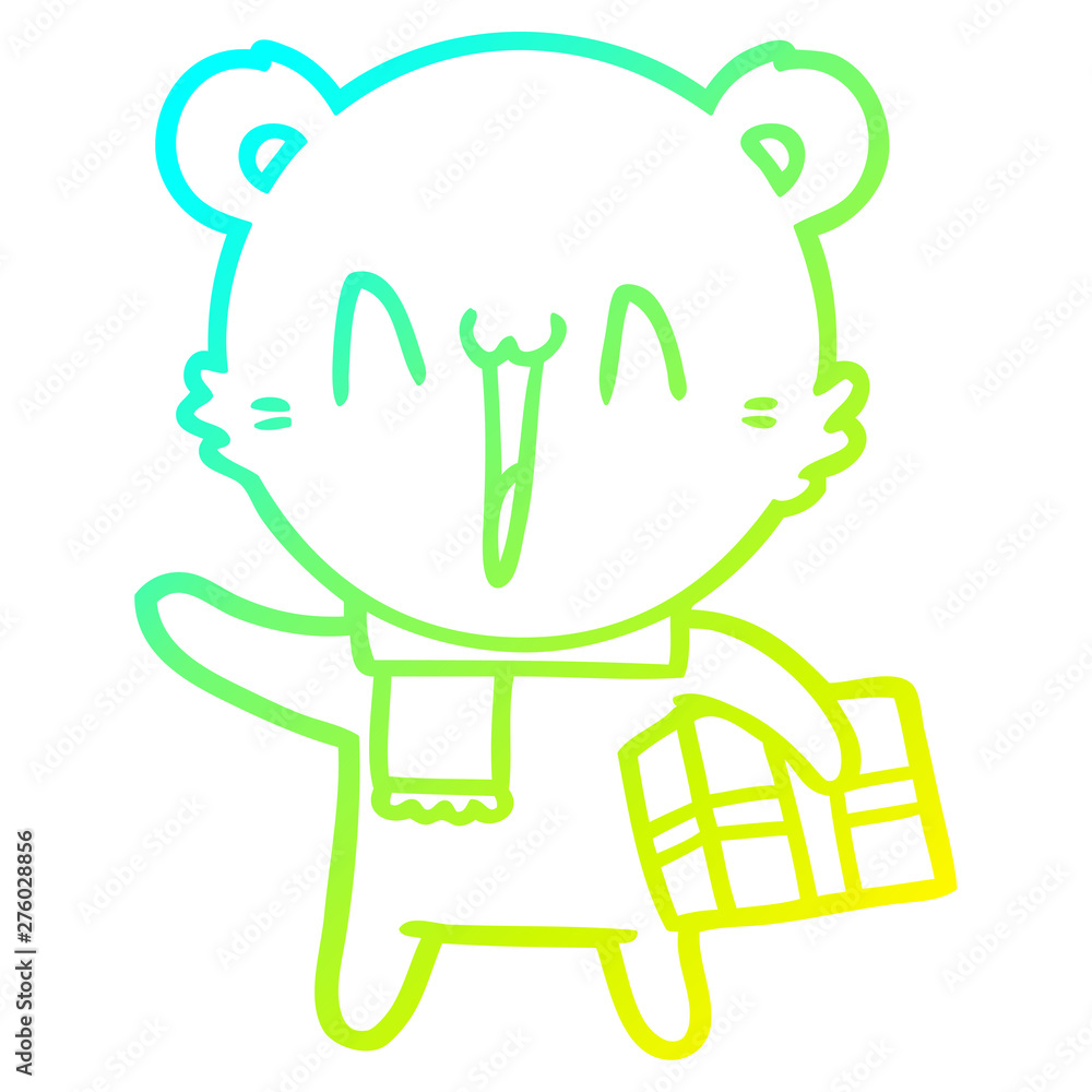 cold gradient line drawing happy polar bear cartoon cold gradient line drawing happy polar bear cartoon